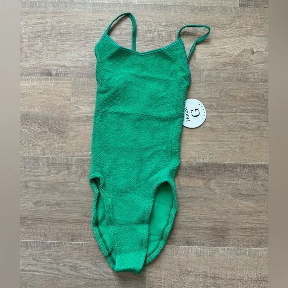 NEW Hunza G Women's Pamela Swimsuit in Emerald Green Crinkle One Size Coverage - Picture 4 of 7